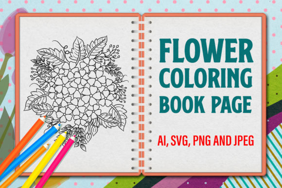 Floral Line Art for Coloring Books