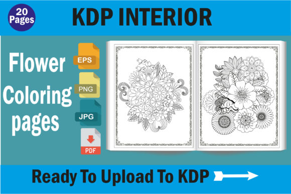 Flower Coloring Pages Kids for Adults: Versatile KDP Interiors and Design Assets