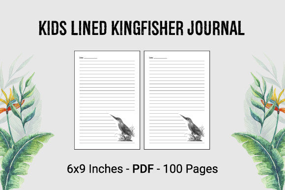 Kids Lined Kingfisher Journal: A Practical Guide to Ready-to-Use KDP Interiors