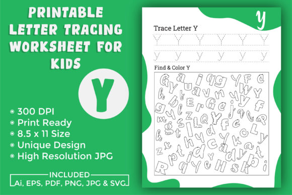 Letter Tracing Worksheet for Kids Y Design Assets