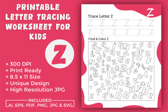 Letter Tracing Worksheet for Kids Z: KDP Interior Guide