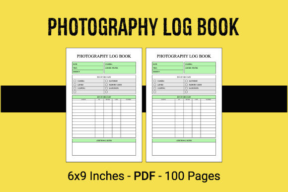 Photography Log Book Interior for KDP Publishing