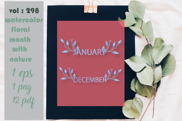 Watercolor Month Clipart with Nature: Elevating KDP Interiors and Creative Projects